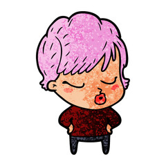 cartoon woman with eyes shut