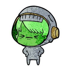 angry cartoon space girl with hands on hips