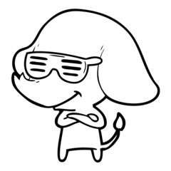 cartoon cool smiling elephant with crossed arms
