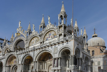 Fototapeta na wymiar Cathedral of San Marco (San Marco Basilica) in Piazza San Marco - Venice, Italy