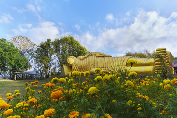 Reclining Buddha Statue at Khao Angkhan temple , Buriram Province , Thailand