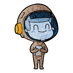 happy cartoon astronaut man
