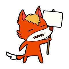 fox cartoon character with protest sign