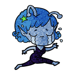 cartoon crying alien girl