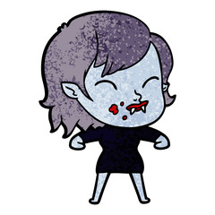 cartoon vampire girl with blood on cheek