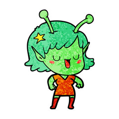 happy alien girl cartoon laughing