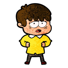 cartoon exhausted boy