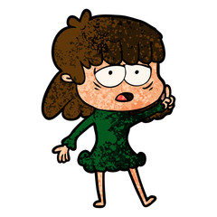 cartoon tired woman