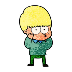 nervous cartoon boy