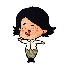 cartoon girl pulling face