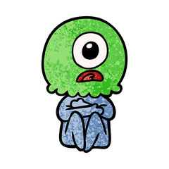 cartoon cyclops alien spaceman
