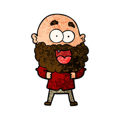 cartoon crazy happy man with beard