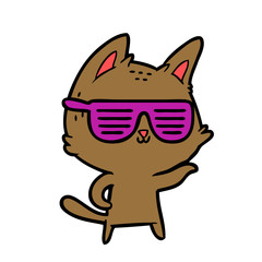 cartoon cat wearing cool glasses