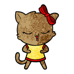 cartoon cat with bow on head