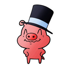nervous cartoon rich pig