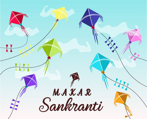 Makar Sankranti greeting card or background. vector illustration.