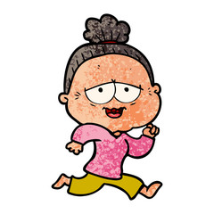 cartoon happy old lady