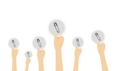 Hände halten Stecknadel