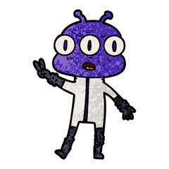 cartoon three eyed alien waving