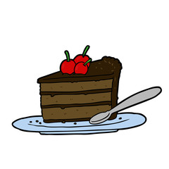 cartoon expensive slice of chocolate cake