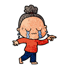 cartoon crying old lady
