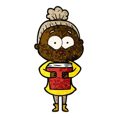 cartoon happy old woman