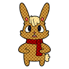 worried cartoon rabbit
