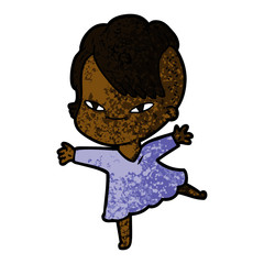 cute cartoon girl with hipster haircut