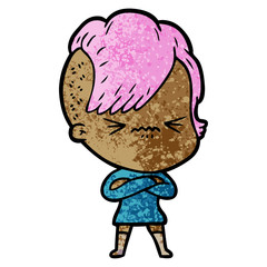 cartoon annoyed hipster girl