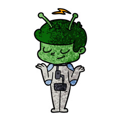 friendly cartoon spaceman shrugging