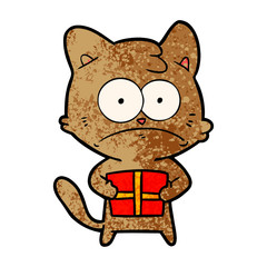 Obraz na płótnie Canvas cartoon cat with present