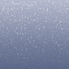 Falling transparent snowflakes with blue-gray sky, changeable background