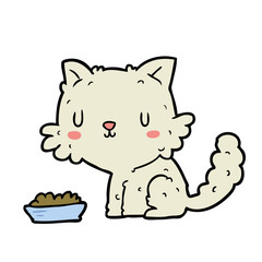 cute cartoon cat and food