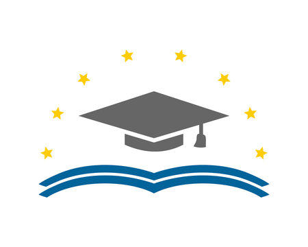graduate hat book square academic cap image icon logo vector