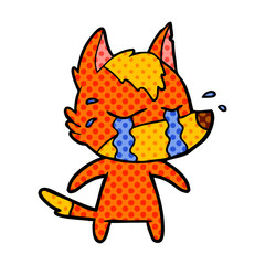 sad little fox cartoon character