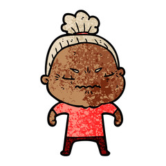 cartoon annoyed old lady