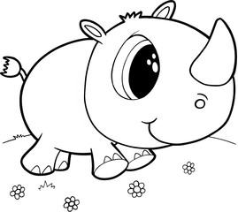 Cute Rhino Vector Illustration Art