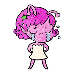 cartoon crying alien girl