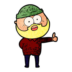 cartoon bearded man giving thumbs up sign