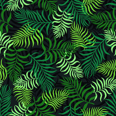 Tropical background with palm leaves. Seamless floral pattern. Summer vector illustration