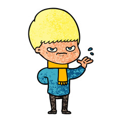 annoyed cartoon boy