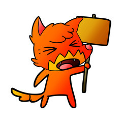 fox cartoon character with protest sign