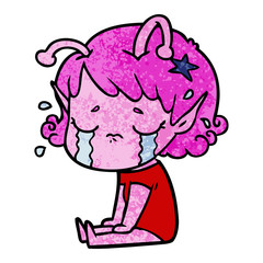 cartoon crying alien girl