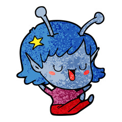 happy alien girl cartoon laughing