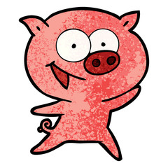 cheerful pig cartoon