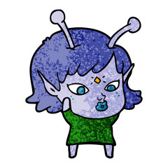 pretty cartoon alien girl