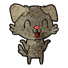 laughing cartoon dog shrugging shoulders