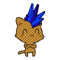 cartoon happy cat punk