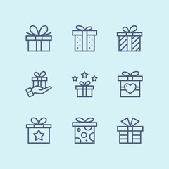 Outline Gift, present, surprise vector simple outline icons for web and mobile design pack 1