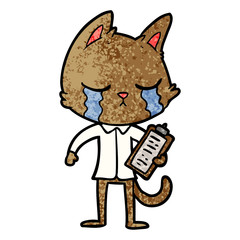 crying cartoon business cat